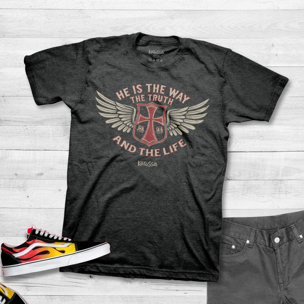 Kerusso Christian T Shirt The Way Wings Flatlay