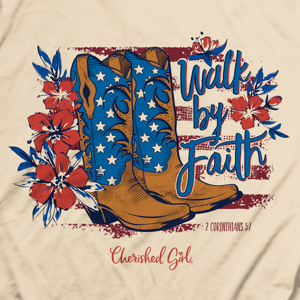 Cherished Girl Womens T Shirt Americana Boots Back Closeup