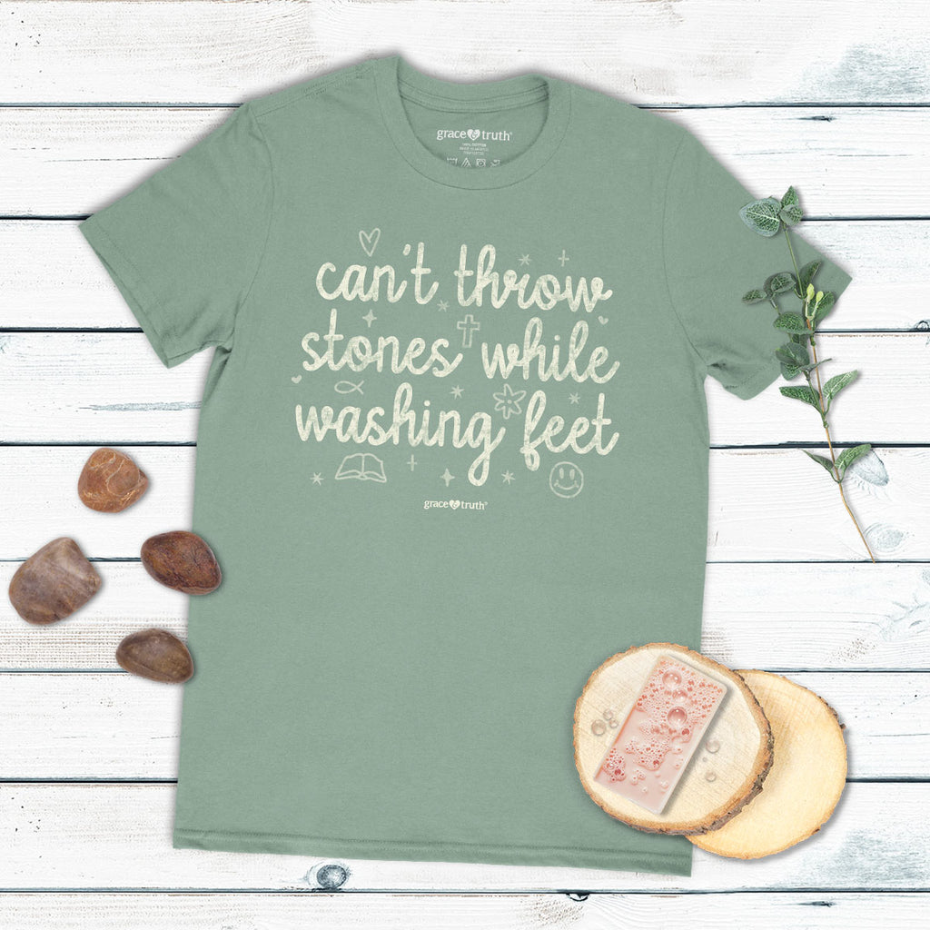 Grace And Truth Womens T Shirt Cant Throw Stones Flatlay