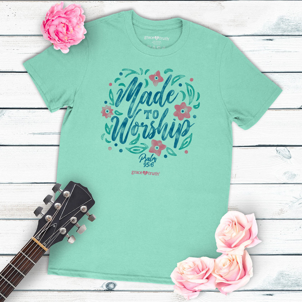 Grace And Truth Womens T Shirt Made To Worship Flatlay