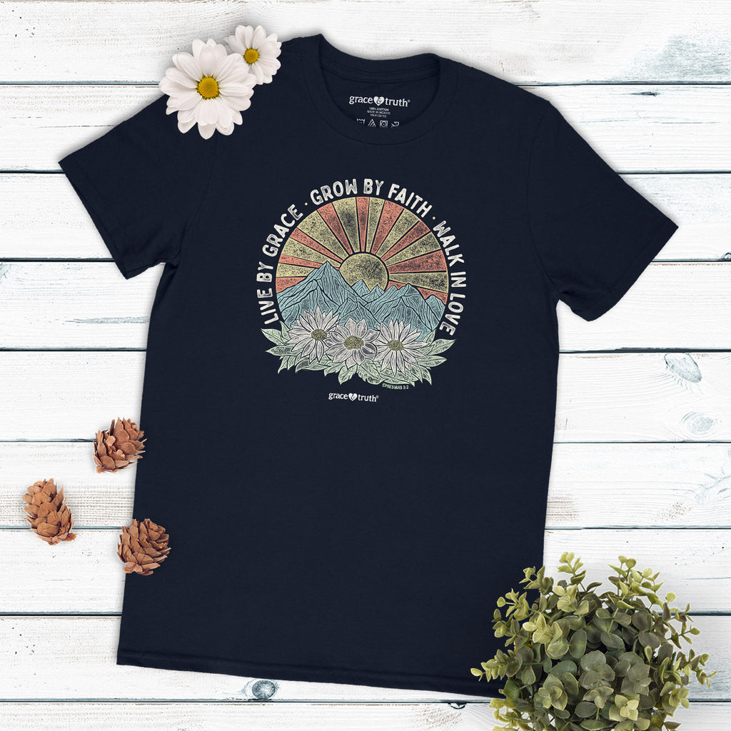 Grace And Truth Womens T Shirt Live By Grace Flatlay